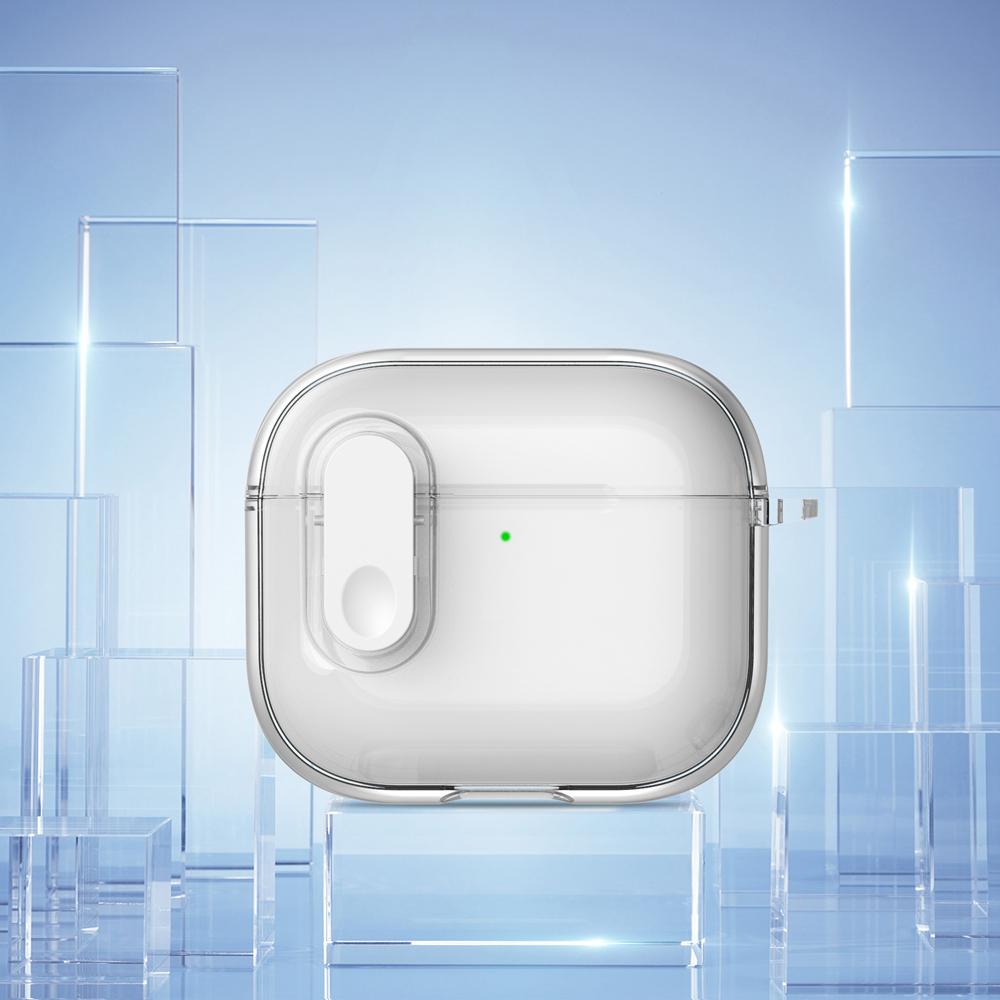 KEYSION Прозрачный чехол для наушников Bluetooth для AirPods 4, прозрачный мягкий силикон TPU+PC с переключателем, противоударный чехол для AirPods 4