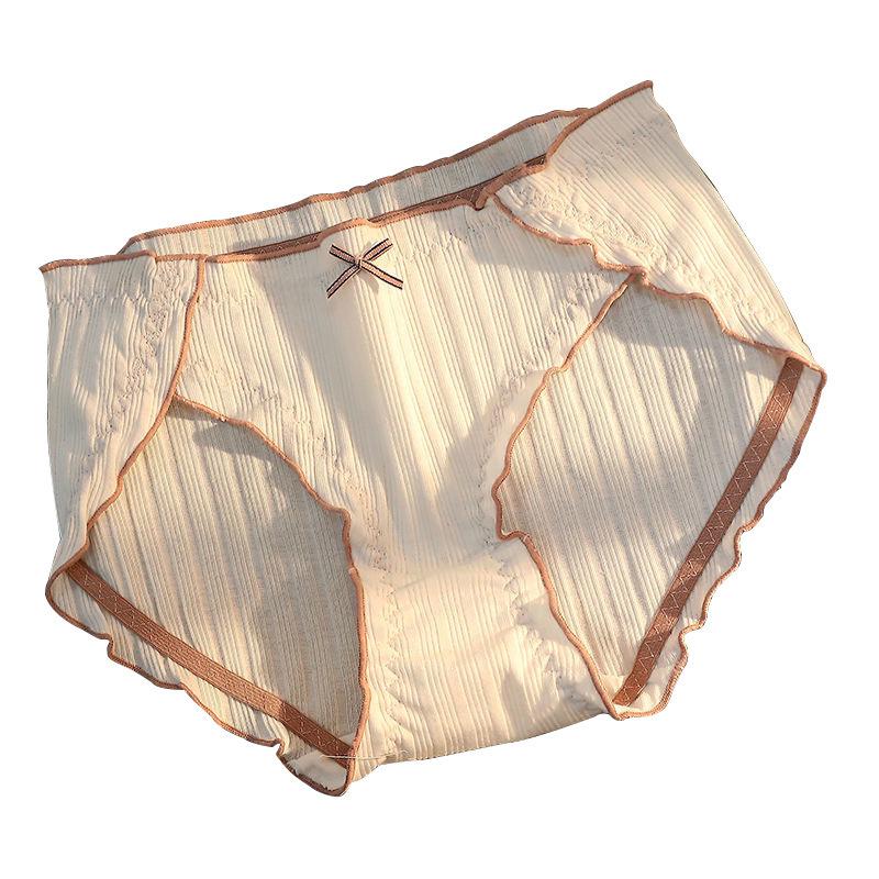 Корейские бесшовные женские трусы-бикини большого размера из чистого хлопка со средней талией, дышащие, для студентов