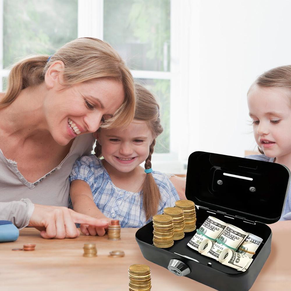 Запираемый металлический сейф для денег с ключом – Компактная, портативная копилка для детей