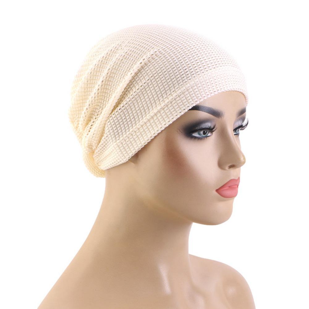 Elastic Hood Solid Color Postpartum Hat Comfortable Crinkle Hijab Turban Summer