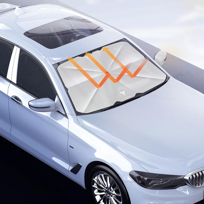 1 шт. Автомобильный солнцезащитный зонт для лобового стекла, протектор, солнцезащитный козырек, складной для Tesla Model 3 S X Y Style Roadster Invader Coil Mod WYE K80