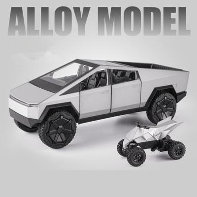 1/24 Tesla Cyber Игрушечный грузовик Пикап Литые модели автомобилей Металлические игрушечные внедорожники Моделирование моделей автомобилей Звук и свет Детские подарки