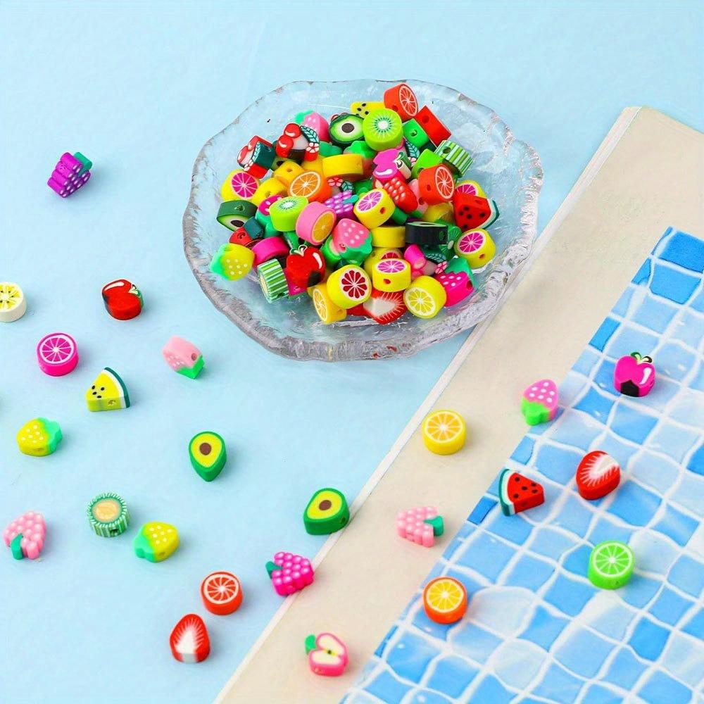 17/27pcs Soft Ceramic Material Fruit Style Clay Beads Interesting Fruit Beads Interval Clay Beads DIY Bracelet Necklace Earrings Keychain Foot Chain