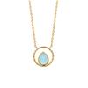 [R3944] - Gold Plated 'Cléopatra' Golden Blue Agate Necklace - 15x15 Mm