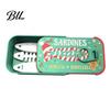 Holiday Desktop Ornament Christmas Sardine Tin Shaped Jewelry Box, Portable Travel Jewellery Storage Case with Compact Container Fish Bone Divider,