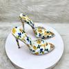 Sexy Fashionable Printed Slippers Shoes for Women's Sandals Summer Sexy Slippers Pointe Toe Thin Heels Stiletto Sandals 12cm