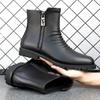 Осень и зима ботинки Мартин мужские высокие кожаные ботинки с молнией-трубой кожаные ботинки в британском стиле кожаная мода модные ботинки челси