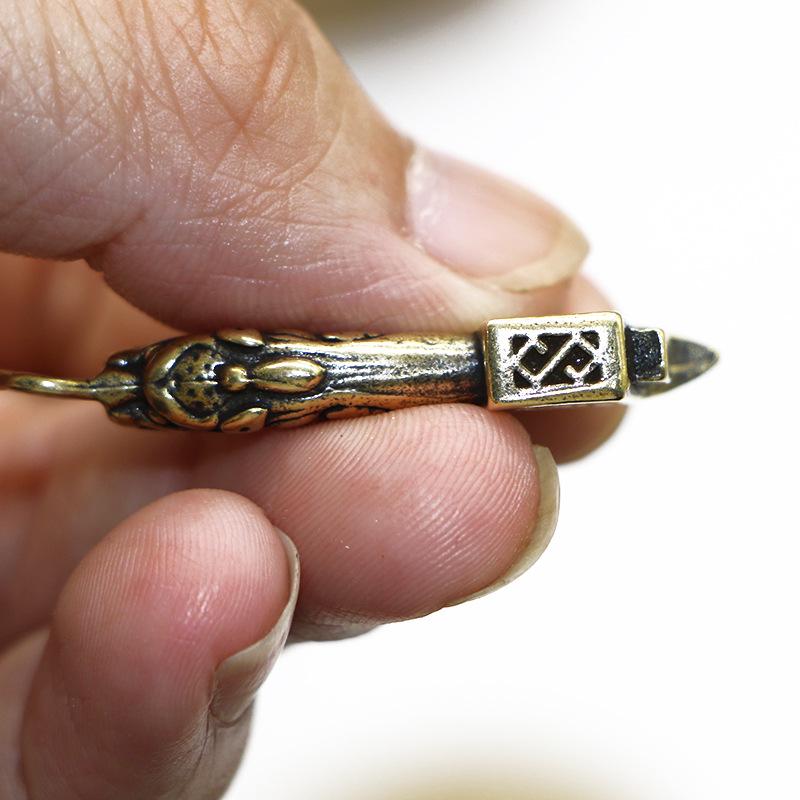 "Handmade Vintage Brass Dragon Axe Keychain Pendant"