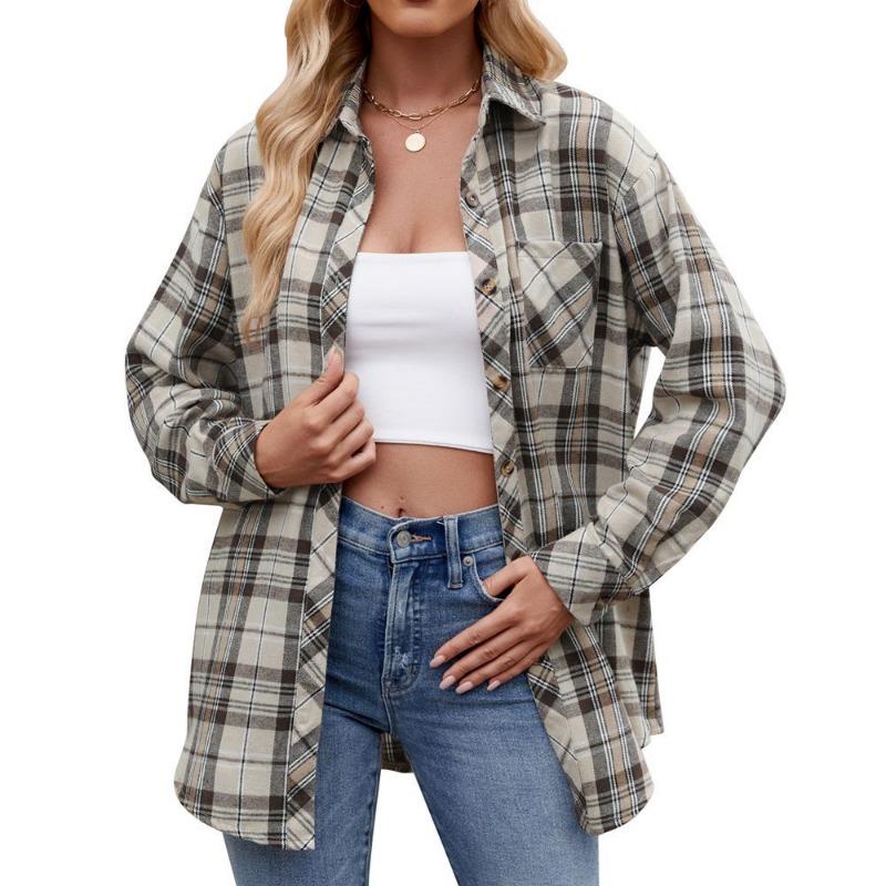 Autumn Winter Women's Casual Fashion Spicy Girl Loose Plaid Shirt for Women