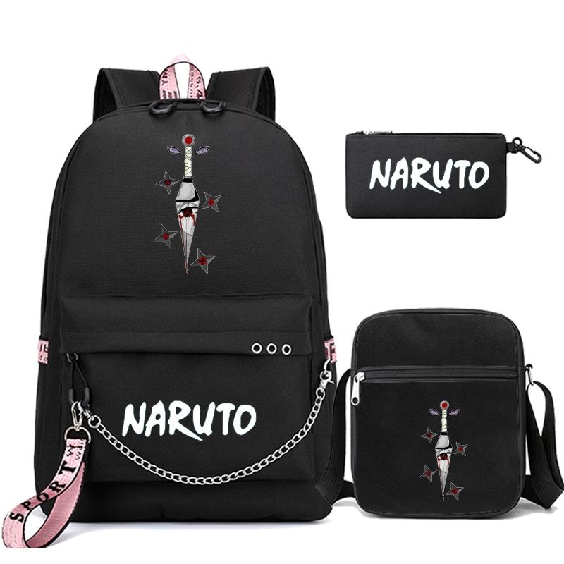 3 шт./компл. рюкзак аниме «Наруто» для мальчиков и девочек, школьная сумка, школьный рюкзак Kawaii, сумка для мужчин и женщин, дорожная сумка для отдыха