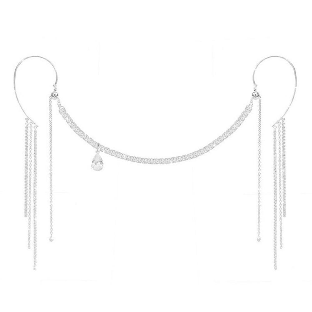 Металлические серьги-подвески со стразами, нестандартные, модные, с цепочкой для лица, ювелирные изделия, аксессуар