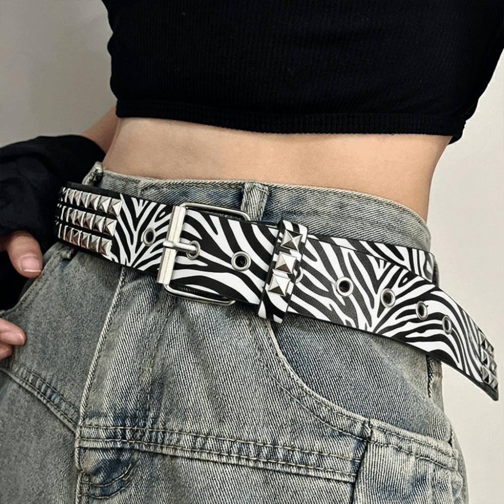 Leopard Print Heavy Metal Belt Punk Women's Belts Trend Jeans Belt Fashion Decoration