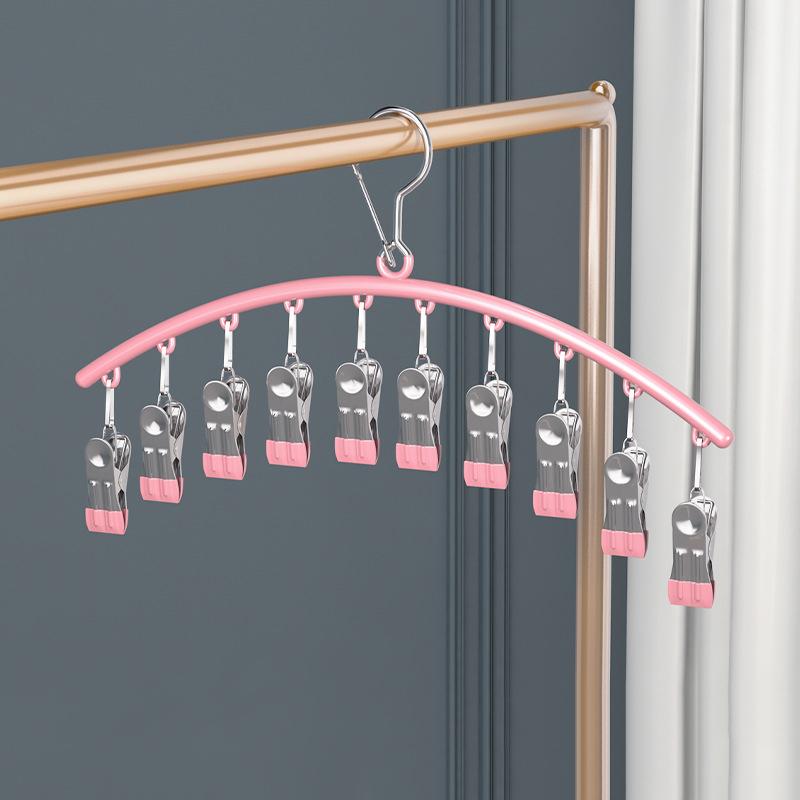 Drying Hanger for Laundry Stainless Steel Metal Multifunctional Waterproof Clothes Hanger with Clips Underwear Socks Hat Hanger