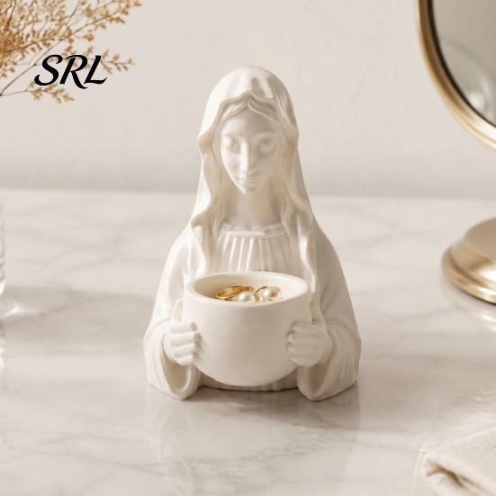 Stable Base Ornament 3D Printed Half-Body Goddess Statue, Elegant Bust Figurine with Storage Decorative Container for Candle Succulents Jewelry,