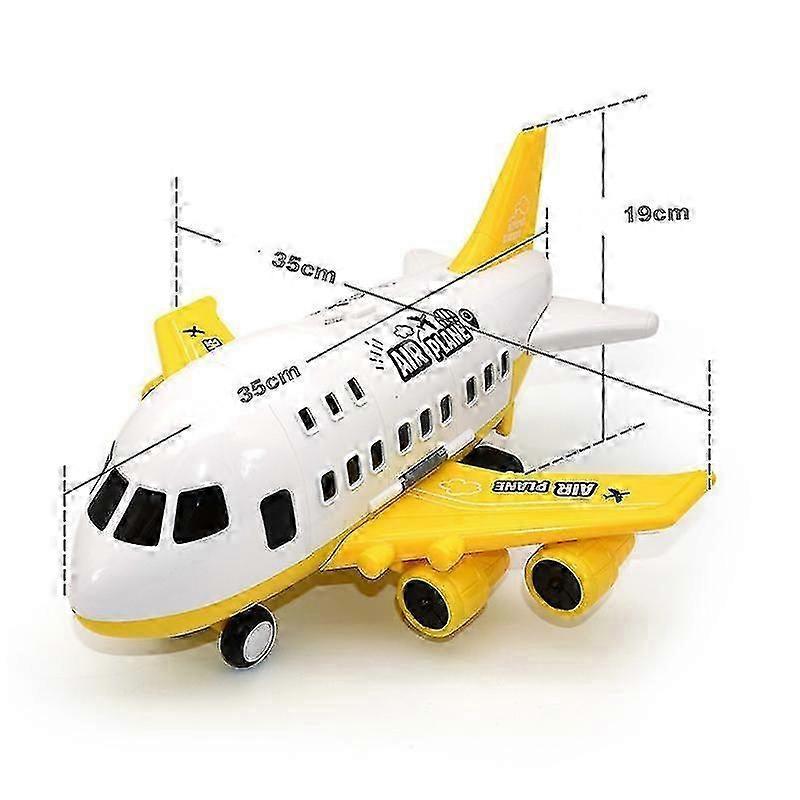 Large Children Airplane Toy Model Yellow With 6pcs Alloy Engineering Vehicle