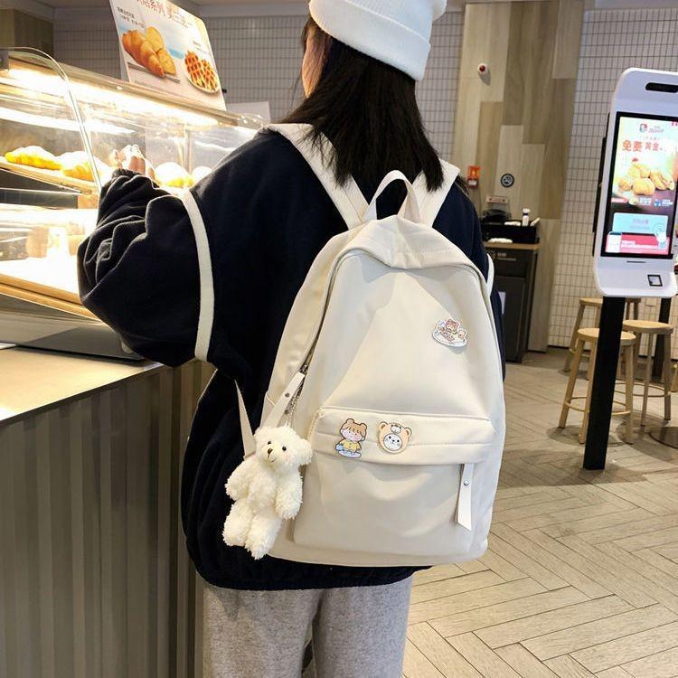 Shoulder Solidcolor Backpack Bag High School Students Junior High Gift Unisex