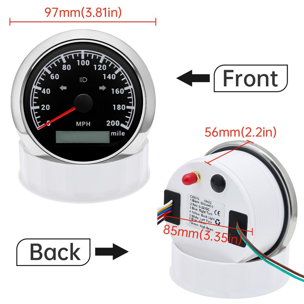 85mm GPS Speedometer Waterproof Anti-fogging LCD Display Speed Gauge Less Power Consumption Longer Life Car Boat Speedometer