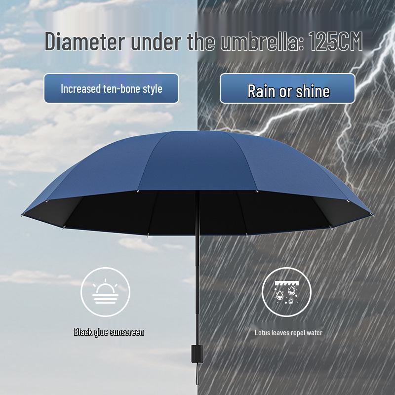 12-Rib Reinforced Folding Umbrella for Men & Women - Dual-Use Sun & Rain Protection, Customizable for Advertising