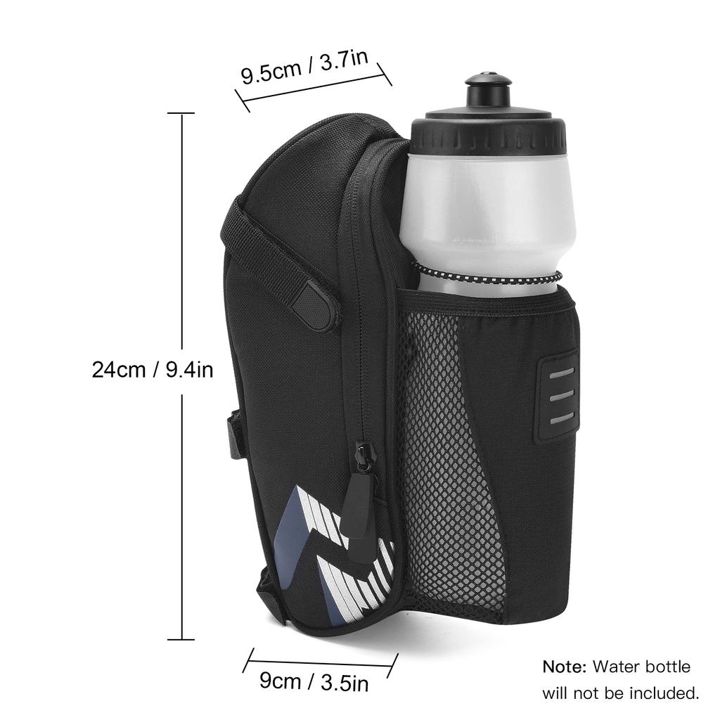Bicycle Saddle Bag with Water Bottle Pocket Waterproof Bike Seat Bag Reflective Cycling Rear Seat