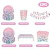 Mermaid Birthday Party Decorations Tableware Set Paper Cups Plates Tablecloth Backdrop Birthday Theme Event Supplies For Kids