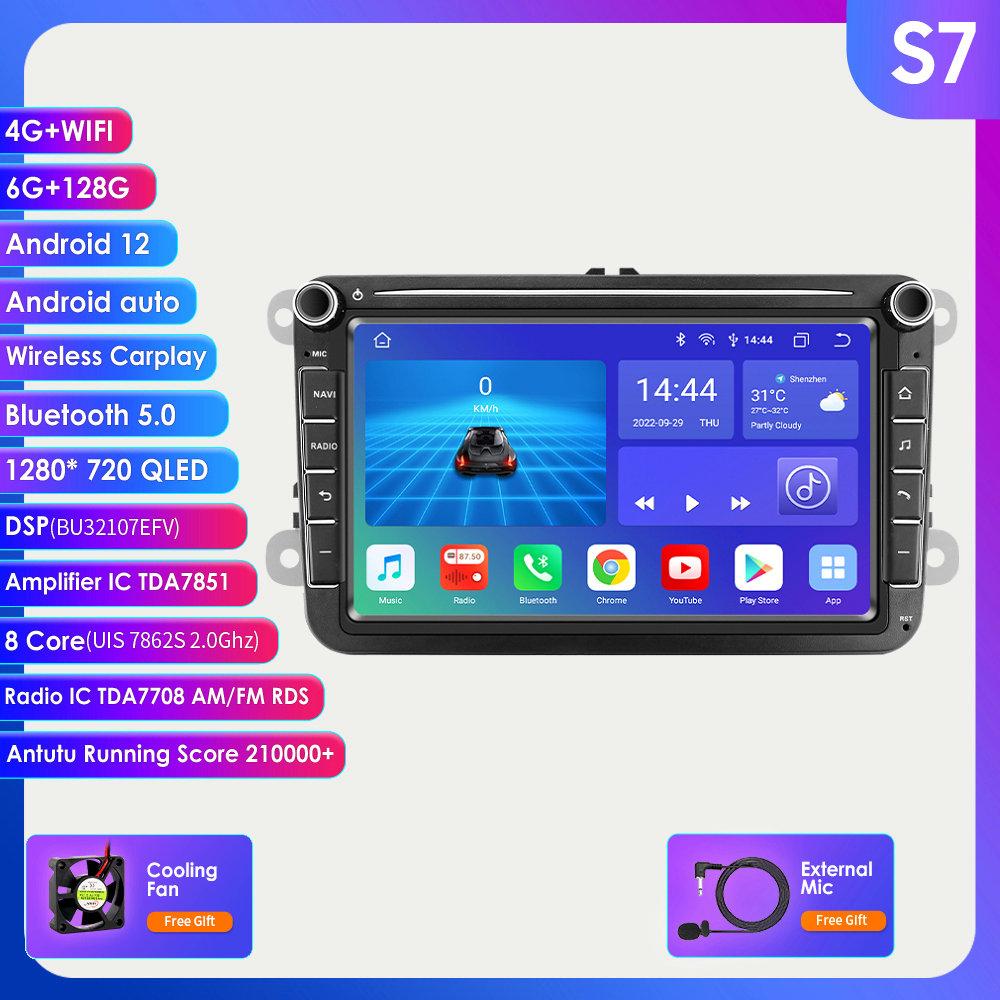 Hizpo 8-дюймовая мультимедийная автомагнитола с Android Auto и CarPlay для Volkswagen и Skoda