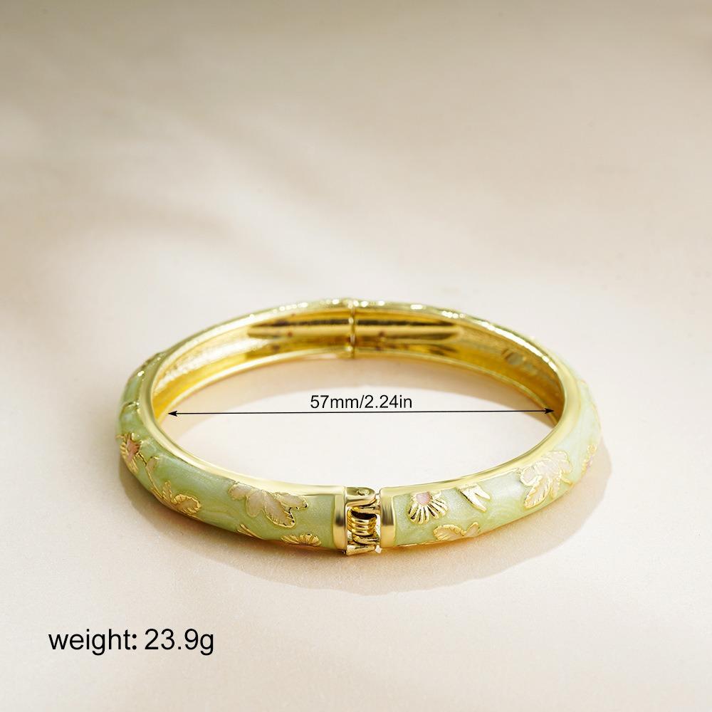 Chinese Vintage Cloisonne Bangle Traditional Women's Hand Bracelet Hollow Out Flower Bangle  Women