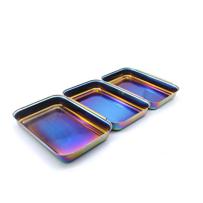 Прямоугольная тарелка из нержавеющей стали с отделениями для барбекю и соусов