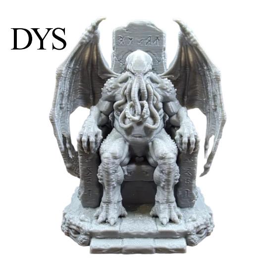 3D Печатный Pla Поделки Трон Ктулху Статуя, Готическая Смоляная Фигурка для Полки и Стола Декор в Стиле Лавкрафта, Фигурка Монстров с Щупальцами Темного Фэнтези,