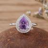 Кольцо с натуральным топазом, цитрином, аметистом в форме капли Женское S925 Стерлинговое Серебро Цветные Сокровища Кольцо на Указательный Палец Серьги