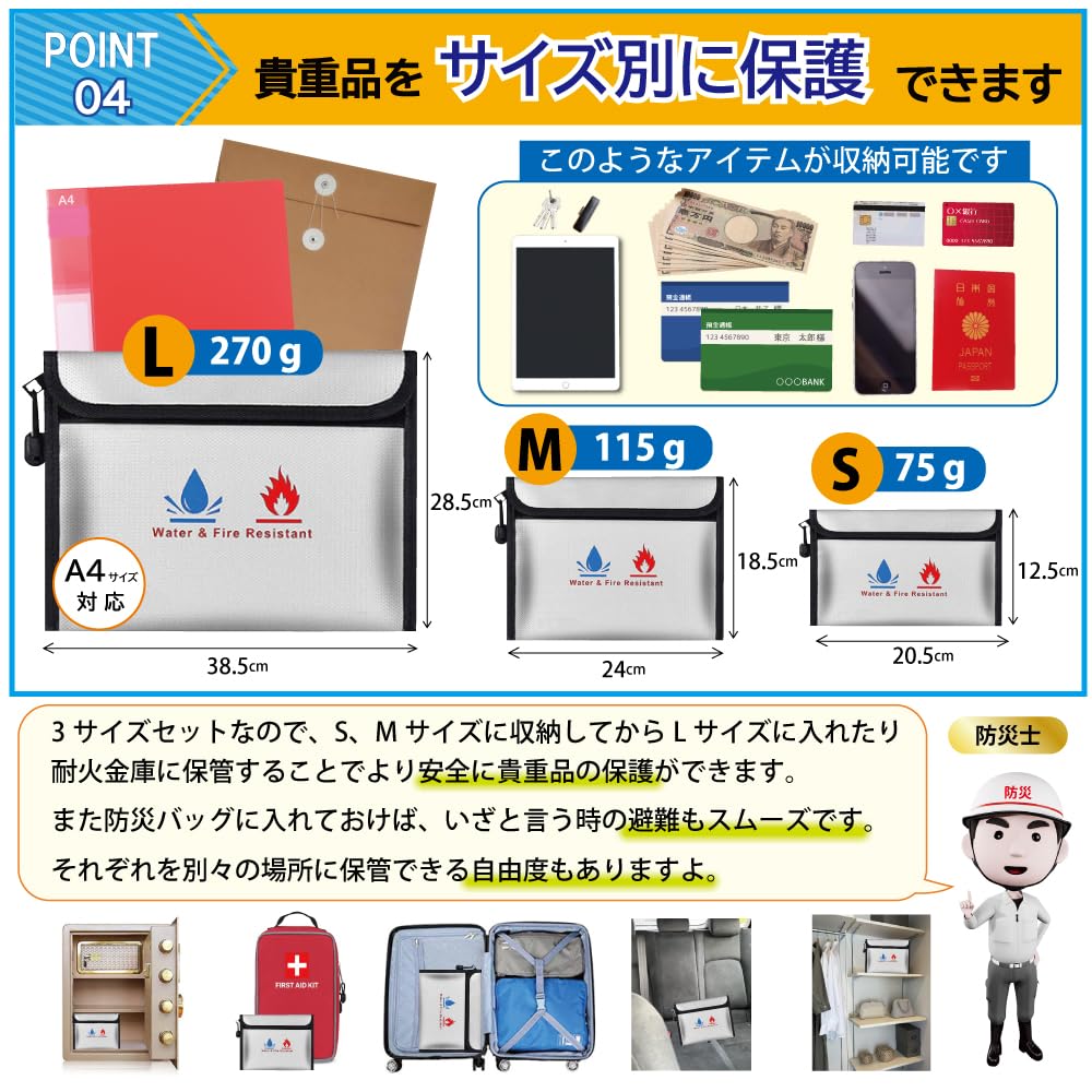 Противопожарная защита от стихийных бедствий Противопожарная защита, прошедшая проверку по предупреждению стихийных бедствий Противопожарная защита, противопожарная защита для дома, противопожарная сумка 3 размера