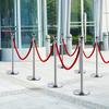 Queue Barriers Divider Delimitation Posts with Red Ropes Stainless Steel diameter 32 x 95CM Silver