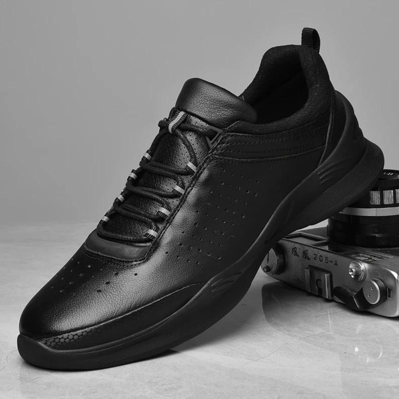 Модные трекинговые туфли из натуральной кожи, мужская повседневная обувь класса люкс, коровья кожа, брендовая деловая мужская обувь, мягкие и удобные кроссовки для ходьбы