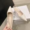 Fashion Fashion Female Shoes  New Women's Pumps Solid Color Simple Mid Heel Shoes Sexy Pointed Toe Slingback Elegant Dress Shoes