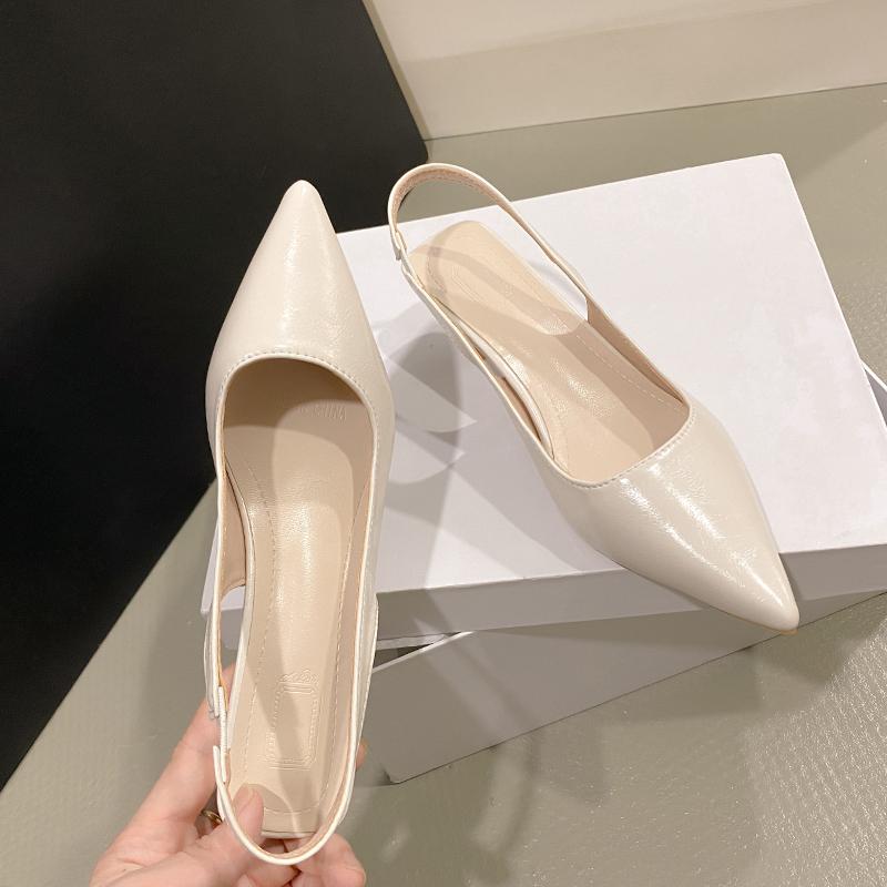 Fashion Fashion Female Shoes New Women's Pumps Solid Color Simple Mid Heel Shoes Sexy Pointed Toe Slingback Elegant Dress Shoes