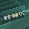 Изысканные красочные серебряные серьги с цирконом S925 для женской моды, круглые зеленые, желтые серьги с цирконом, ювелирные изделия, подарок на годовщину, ювелирные изделия из стерлингового серебра