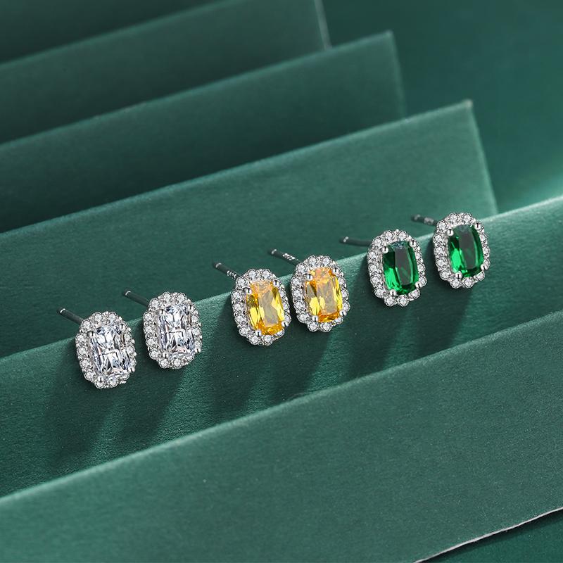 Изысканные красочные серебряные серьги с цирконом S925 для женской моды, круглые зеленые, желтые серьги с цирконом, ювелирные изделия, подарок на годовщину, ювелирные изделия из стерлингового серебра