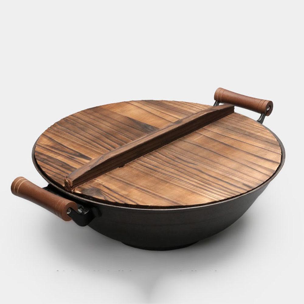 Accessories Anti-scalding Anti-overflow Pan Lid Iron Pot Cover Cookware Part Fir Wood Pot Lid