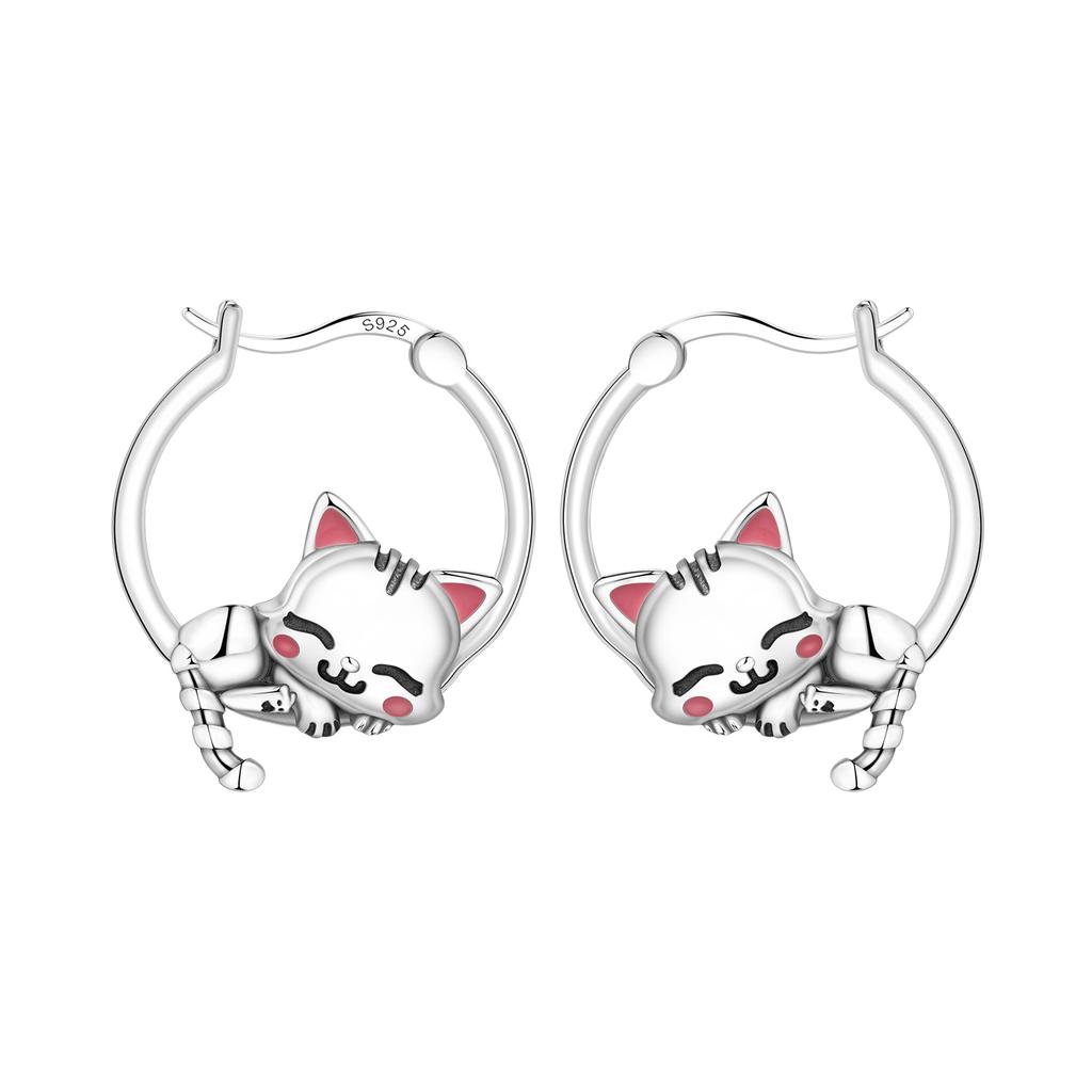 Orstarry S925 Silver Cute Panda Animals Earrings Hoop Earrings For Women Jewelry Party Trendy Gifts