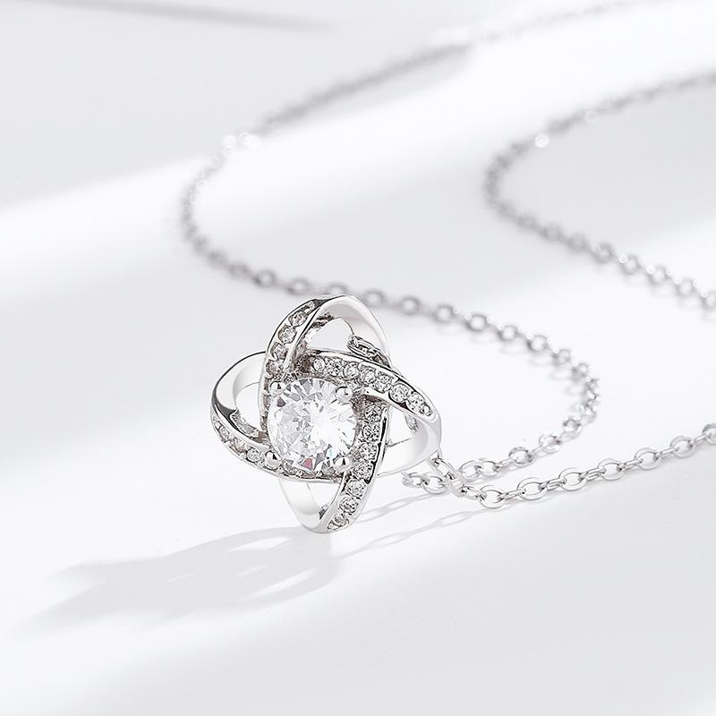 Ожерелье из серебра 925 пробы с четырьмя листами клевера, простая и элегантная звезда вечности, цепочка с подвеской из цельного циркония на ключицу