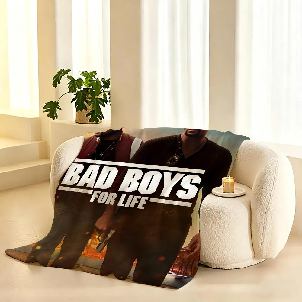 bad boys Movie Throw Lightweight 240g Flannel Blanket Soft Skin-friendly for Summer Cooling
