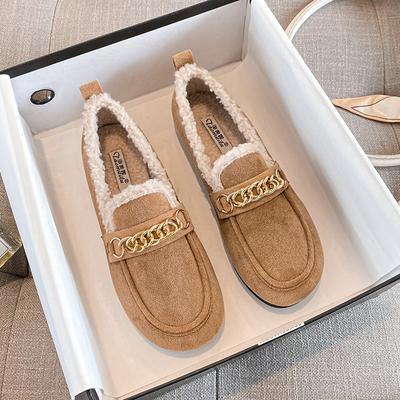 Женская зимняя обувь для отдыха на открытом воздухе, мягкие теплые зимние сапоги, модные мокасины с цепочкой, туфли-лодочки, туфли-оксфорды, большой размер 41-43