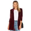Velvet Blazers For Women Solid Open Front Lapel Cardigan Coat Long Sleeve Fall Winter Office Work Suit Jacket