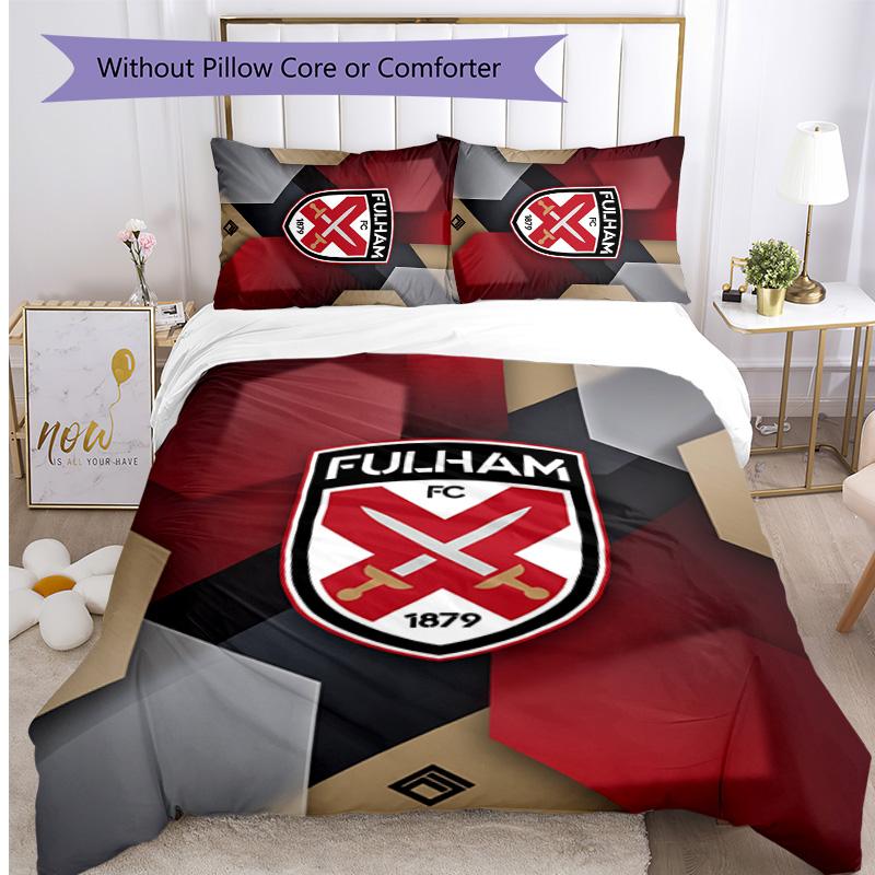 Fulham Football Printed 3 Pieces Bedding Set, Comfortable Skin Friendly Bedroom Duvet Cover Set
