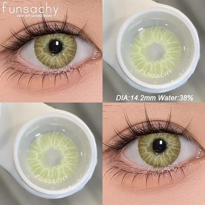FUNSACHY 1 пара цветных линз для глаз Medusa Green контактные линзы Красивые зрачки Голубые линзы Eye Y2K Natural Soft Линзы Ежегодно