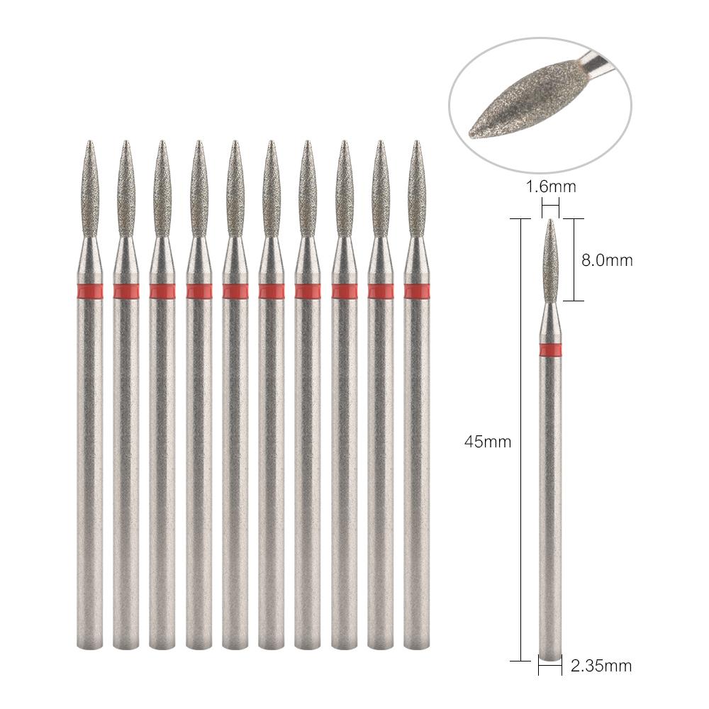 10 шт., сверла для ногтей, алмазные борфрезы, шлифовальные насадки, аксессуары для гель-лака для ногтей, инструмент для дизайна ногтей, хвостовик, резьба, полировка