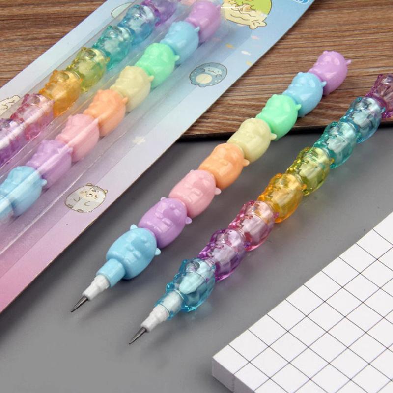2Pcs/Pack Cartoon Animals Mechanical Pencils Kawaii Hb Lead Non Sharpening Pencil For Writing Stationery Kids Gift