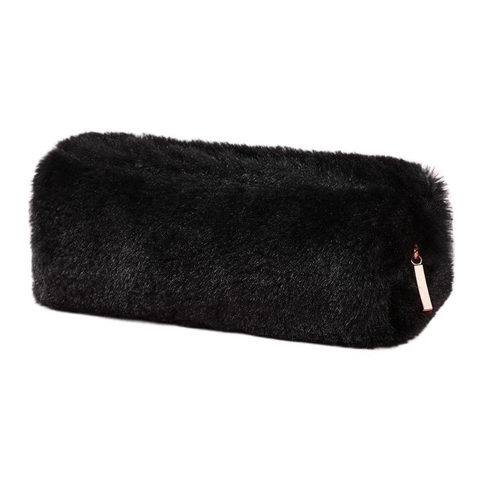 Makeup Pouch Handbags Plush Pencil Case Large Capacity Pencil Bag Stationery Pen Bag Solid Color