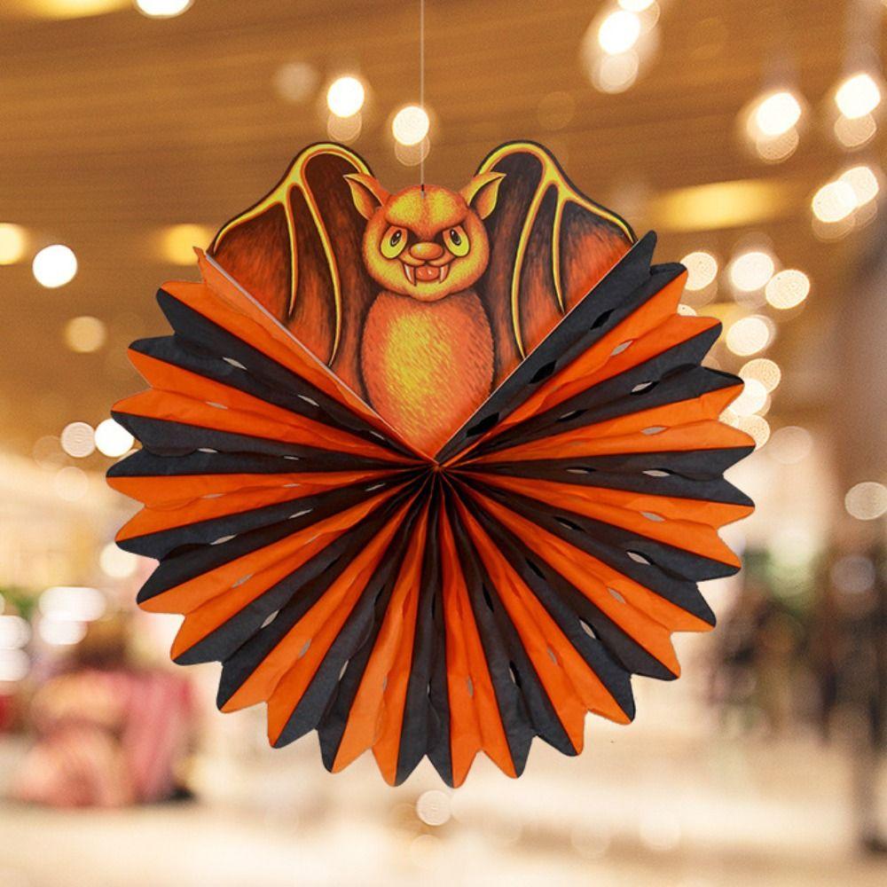 Bat Halloween Party Prop Spider Pumpkin Lantern Festive Halloween Paper Pendant  Kids Gift