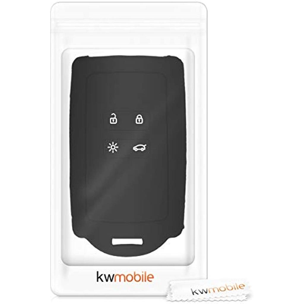 Чехол для автомобильных ключей, совместимый с 4-кнопочным автомобильным ключом Smartkey Renault, только без ключа) - Черный силиконовый защитный чехол для ключей