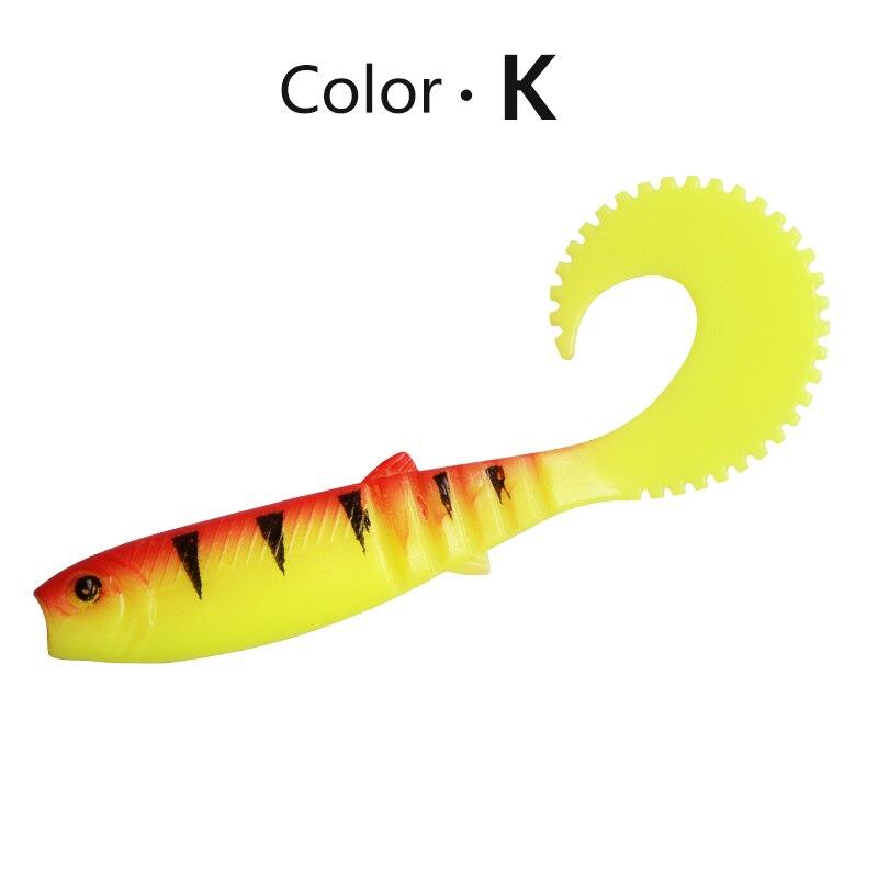 MEREDITH 70mm 90mm 110mm Cannibal Curved Tail Fishing Lures Artificial Wobblers Soft Baits Silicone Shad Worm Bass Leurre Souple